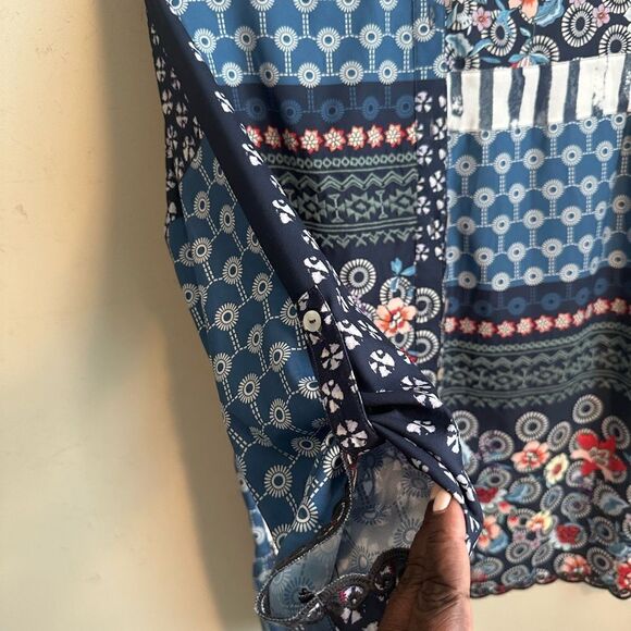 John Mark Mixed Pattern Oversized Tunic Blouse S - Picture 2 of 9